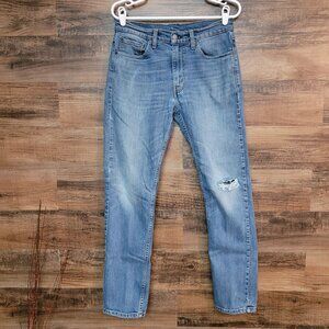 Levi's Jeans 31x32 Measures 30x30 Slim Straight 513 Ripped Medium Light Wash